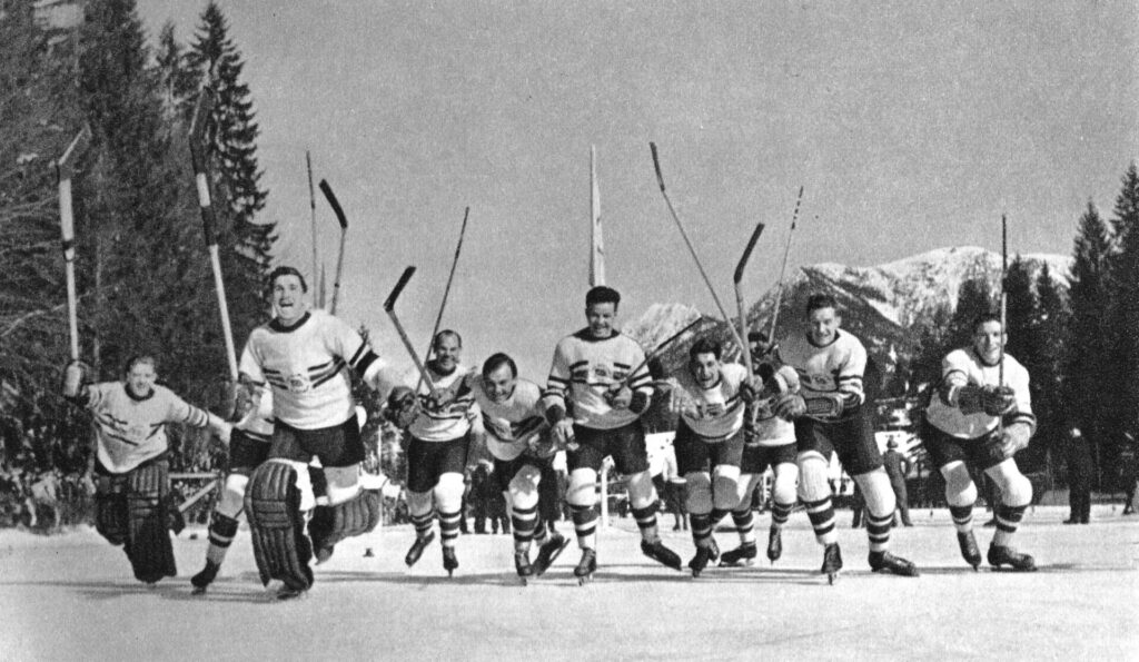 Great Britain's ice hockey team, winning gold at the 1936 Winter Olympics in Germany.
